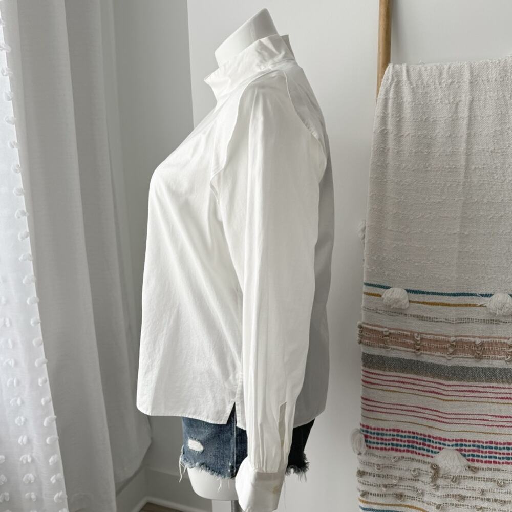 Everlane The Wing-Shoulder White Mockneck Long Puff Sleeve Pullover Top Size 14 - Picture 3 of 14